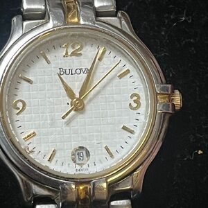 Bulova Gold and Silver Watch with White Dial
